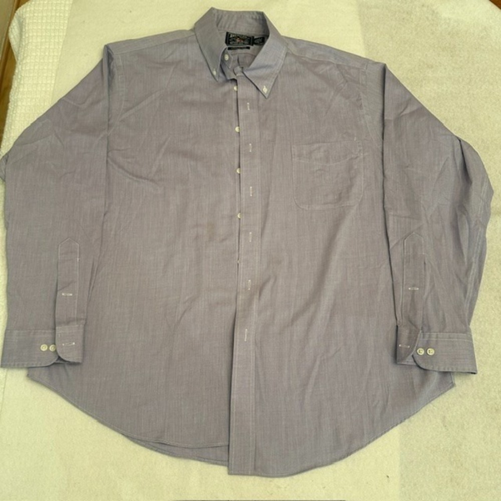 American Living Wrinkle Free Dress Shirt Mens 17.5 34 35 Gray Button Down Work